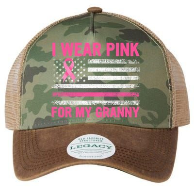 Support I Wear Pink For My Granny Breast Cancer Awareness Legacy Tie Dye Trucker Hat