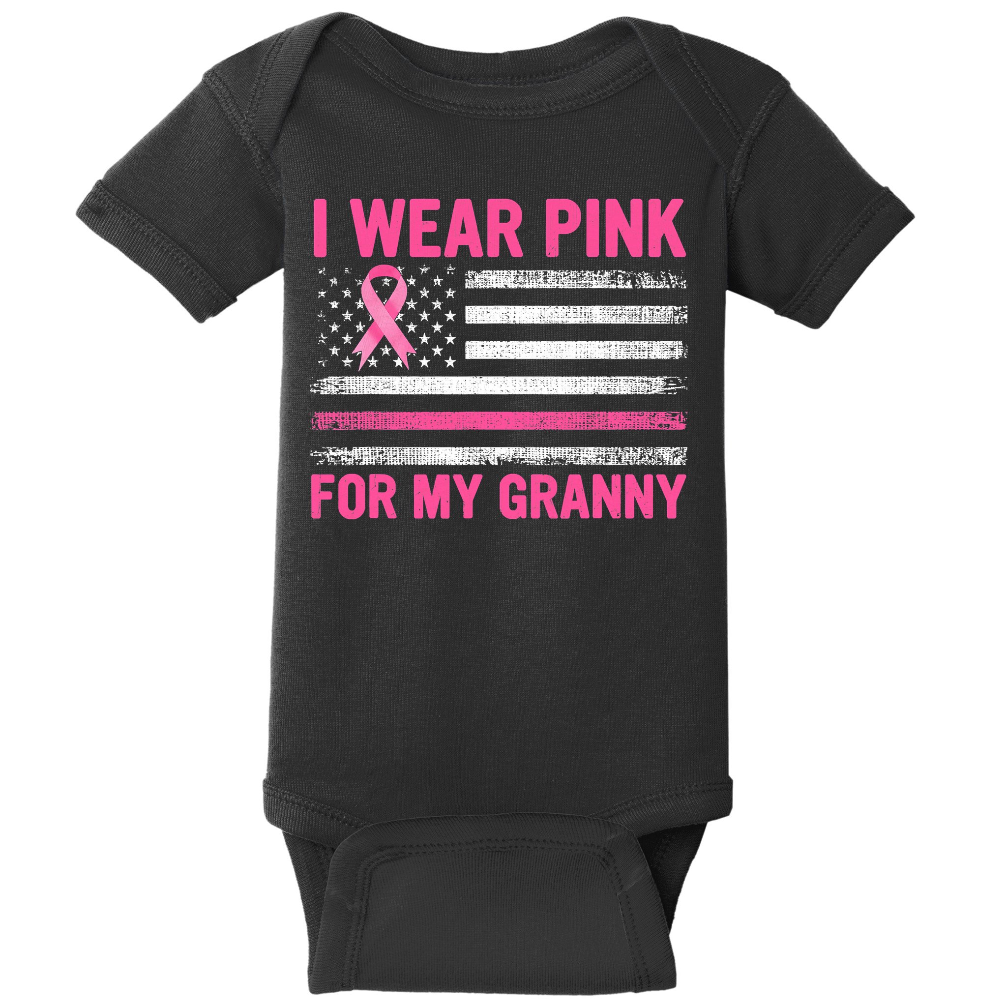 Support I Wear Pink For My Granny Breast Cancer Awareness Baby Bodysuit