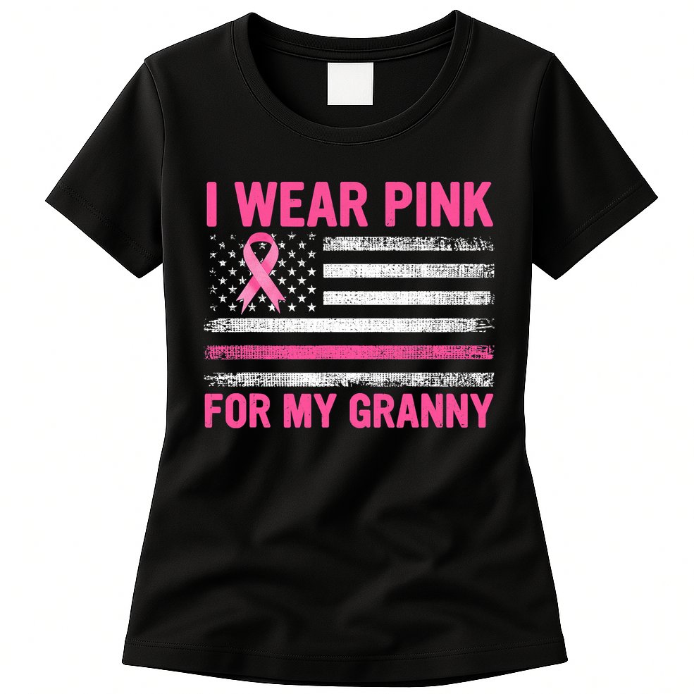 Support I Wear Pink For My Granny Breast Cancer Awareness Womens T-Shirt