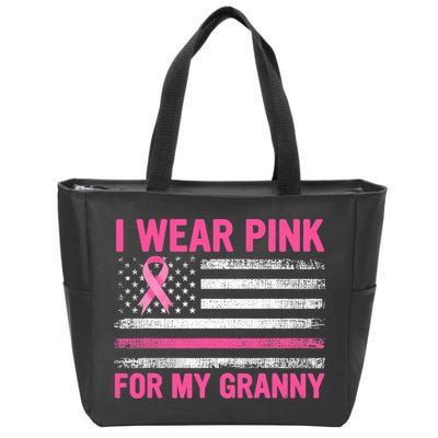 Support I Wear Pink For My Granny Breast Cancer Awareness Zip Tote Bag