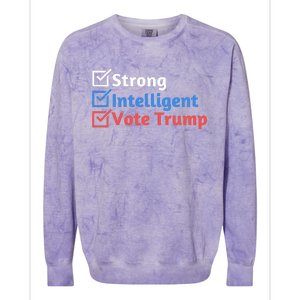 Strong Intelligent Women For Trump Girl Maga Checklist Colorblast Crewneck Sweatshirt