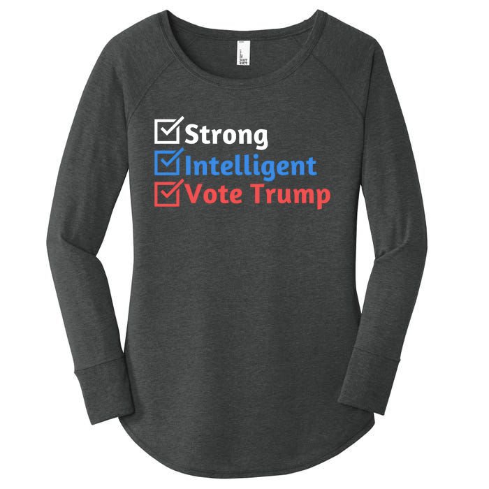 Strong Intelligent Women For Trump Girl Maga Checklist Women's Perfect Tri Tunic Long Sleeve Shirt