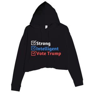 Strong Intelligent Women For Trump Girl Maga Checklist Crop Fleece Hoodie