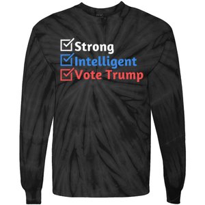 Strong Intelligent Women For Trump Girl Maga Checklist Tie-Dye Long Sleeve Shirt