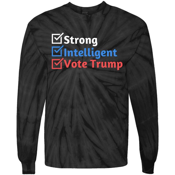 Strong Intelligent Women For Trump Girl Maga Checklist Tie-Dye Long Sleeve Shirt