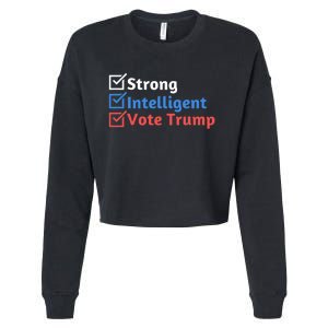 Strong Intelligent Women For Trump Girl Maga Checklist Cropped Pullover Crew