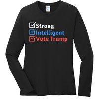 Strong Intelligent Women For Trump Girl Maga Checklist Ladies Long Sleeve Shirt