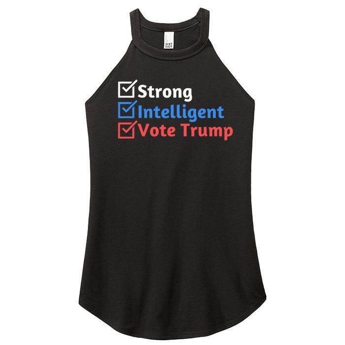 Strong Intelligent Women For Trump Girl Maga Checklist Women's Perfect Tri Rocker Tank