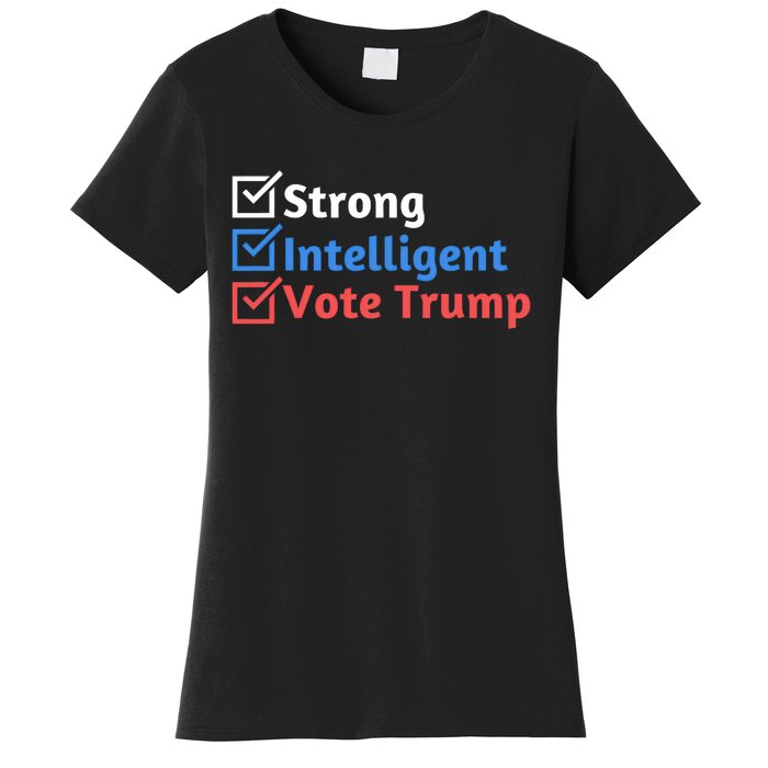 Strong Intelligent Women For Trump Girl Maga Checklist Women's T-Shirt