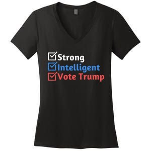 Strong Intelligent Women For Trump Girl Maga Checklist Women's V-Neck T-Shirt