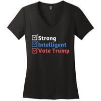 Strong Intelligent Women For Trump Girl Maga Checklist Women's V-Neck T-Shirt