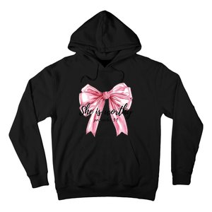 She Is Worthy Bow Women Christian Christian Coquette Hoodie