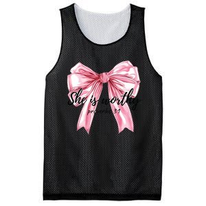 She Is Worthy Bow Women Christian Christian Coquette Mesh Reversible Basketball Jersey Tank