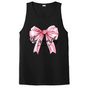 She Is Worthy Bow Women Christian Christian Coquette PosiCharge Competitor Tank