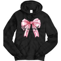 She Is Worthy Bow Women Christian Christian Coquette Tie Dye Hoodie