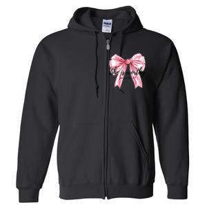 She Is Worthy Bow Women Christian Christian Coquette Full Zip Hoodie