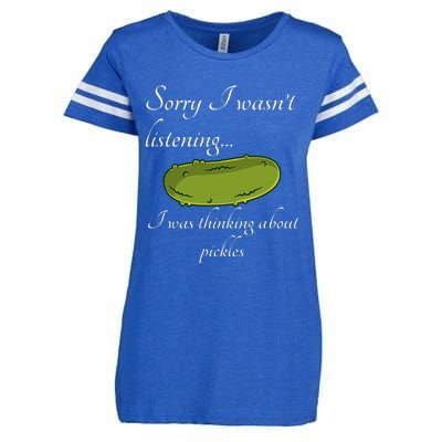 Sorry I WasnT Listening I Was Thinking About Pickles Enza Ladies Jersey Football T-Shirt