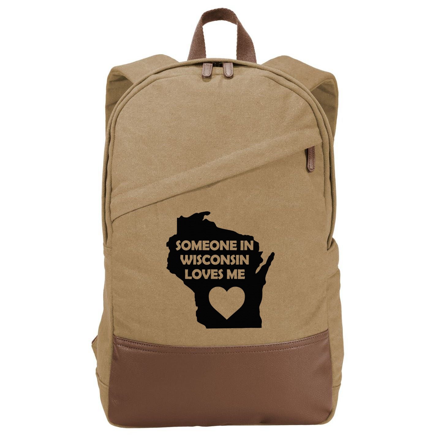 Someone In Wisconsin Loves Me Family For Adults Cotton Canvas Backpack