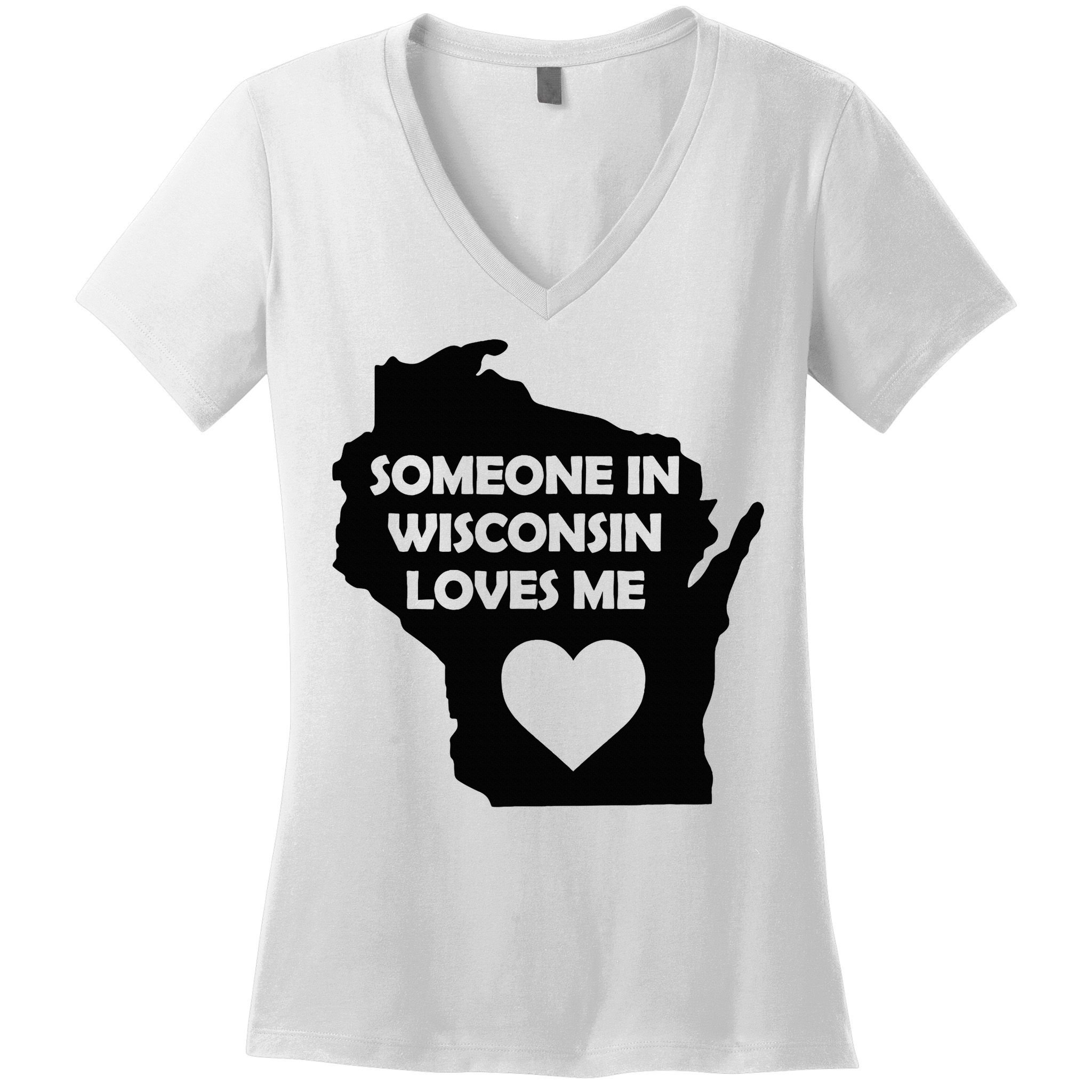 Someone In Wisconsin Loves Me Family For Adults Women's V-Neck T-Shirt