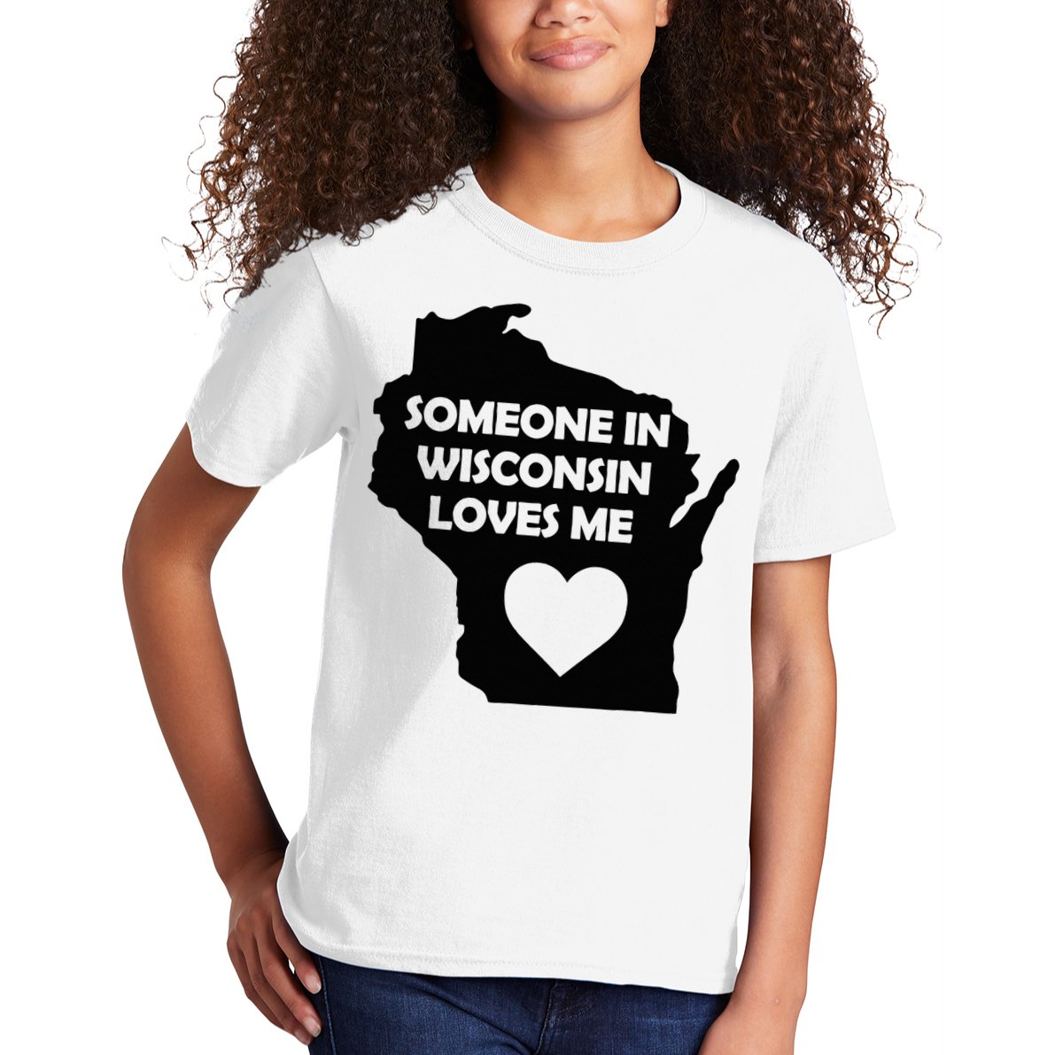 Someone In Wisconsin Loves Me Family For Adults Kids T-Shirt