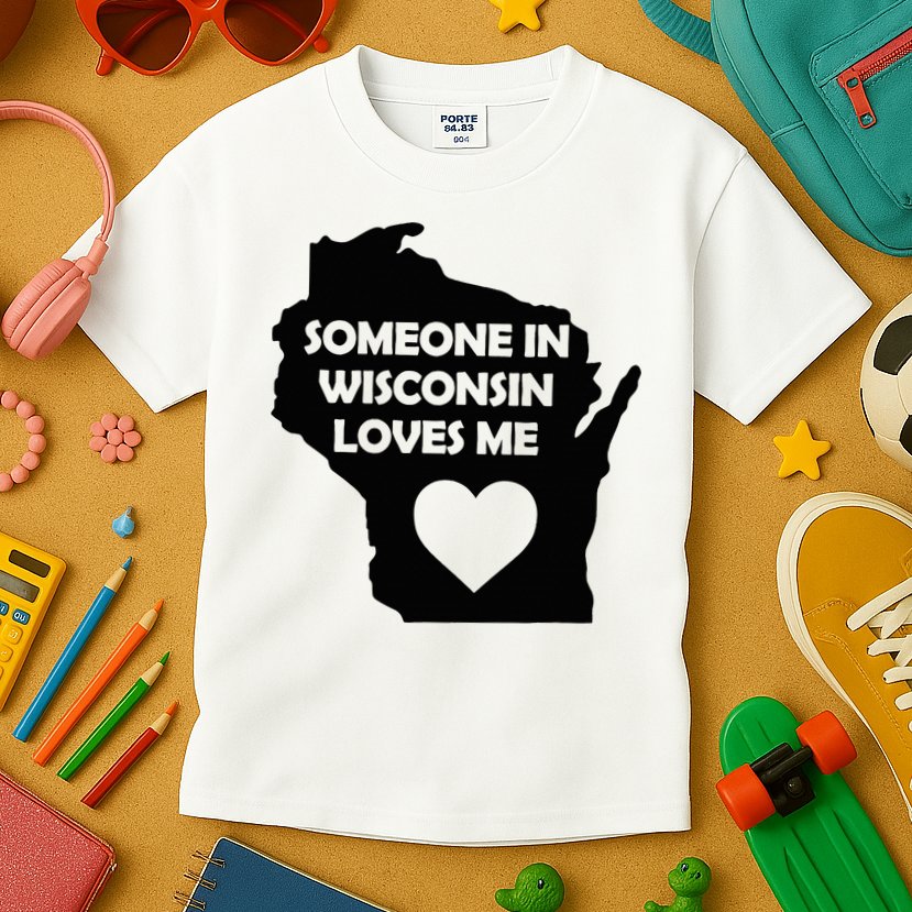 Someone In Wisconsin Loves Me Family For Adults Kids T-Shirt