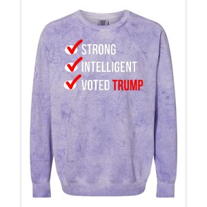 Strong Intelligent Women For Trump Girl Maga Checklist Voted Trump Colorblast Crewneck Sweatshirt