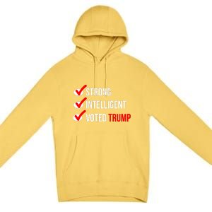 Strong Intelligent Women For Trump Girl Maga Checklist Voted Trump Premium Pullover Hoodie