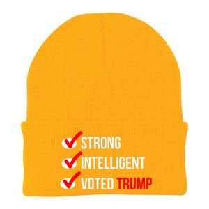 Strong Intelligent Women For Trump Girl Maga Checklist Voted Trump Knit Cap Winter Beanie