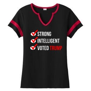 Strong Intelligent Women For Trump Girl Maga Checklist Voted Trump Ladies Halftime Notch Neck Tee