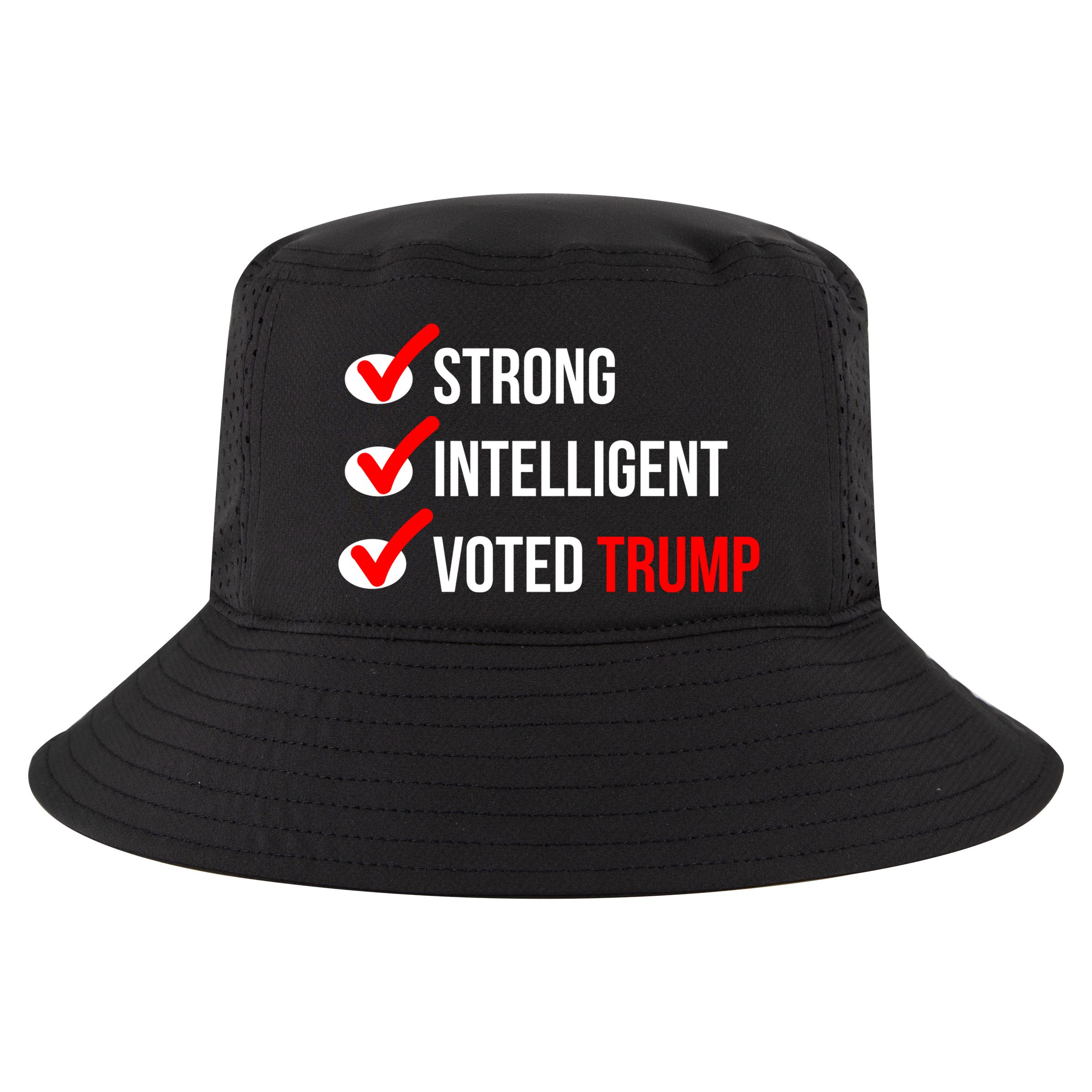 Strong Intelligent Women For Trump Girl Maga Checklist Voted Trump Cool Comfort Performance Bucket Hat