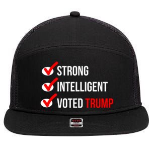 Strong Intelligent Women For Trump Girl Maga Checklist Voted Trump 7 Panel Mesh Trucker Snapback Hat