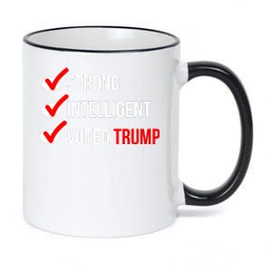 Strong Intelligent Women For Trump Girl Maga Checklist Voted Trump 11oz Black Color Changing Mug