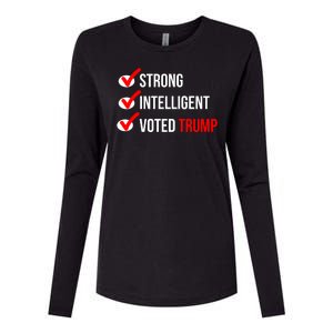 Strong Intelligent Women For Trump Girl Maga Checklist Voted Trump Womens Cotton Relaxed Long Sleeve T-Shirt