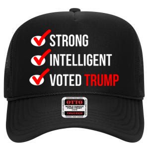 Strong Intelligent Women For Trump Girl Maga Checklist Voted Trump High Crown Mesh Back Trucker Hat