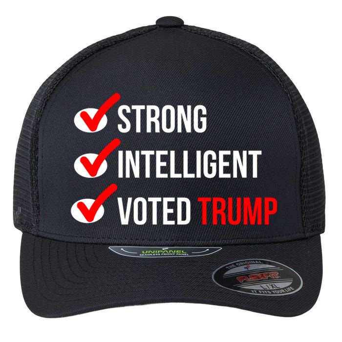 Strong Intelligent Women For Trump Girl Maga Checklist Voted Trump Flexfit Unipanel Trucker Cap