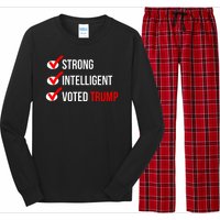 Strong Intelligent Women For Trump Girl Maga Checklist Voted Trump Long Sleeve Pajama Set