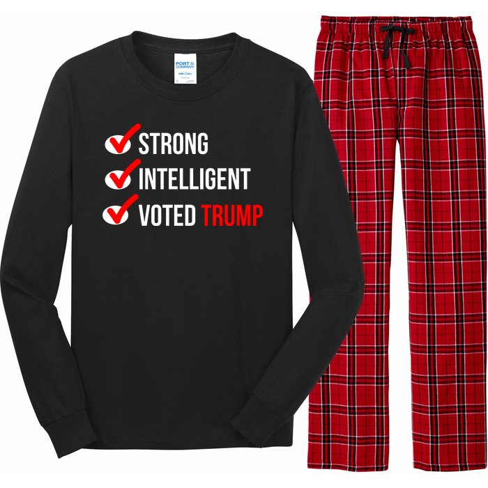 Strong Intelligent Women For Trump Girl Maga Checklist Voted Trump Long Sleeve Pajama Set