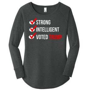 Strong Intelligent Women For Trump Girl Maga Checklist Voted Trump Women's Perfect Tri Tunic Long Sleeve Shirt