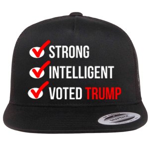 Strong Intelligent Women For Trump Girl Maga Checklist Voted Trump Flat Bill Trucker Hat