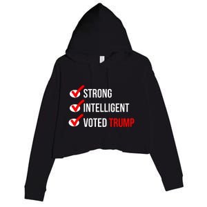 Strong Intelligent Women For Trump Girl Maga Checklist Voted Trump Crop Fleece Hoodie