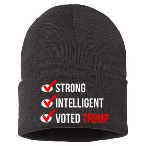 Strong Intelligent Women For Trump Girl Maga Checklist Voted Trump Sustainable Knit Beanie