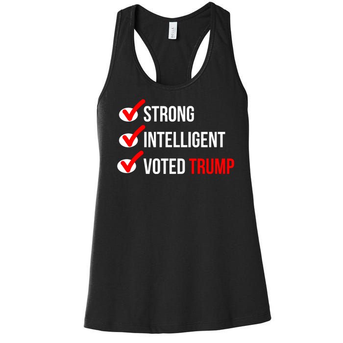 Strong Intelligent Women For Trump Girl Maga Checklist Voted Trump Women's Racerback Tank