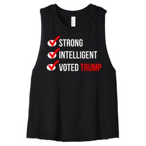 Strong Intelligent Women For Trump Girl Maga Checklist Voted Trump Women's Racerback Cropped Tank