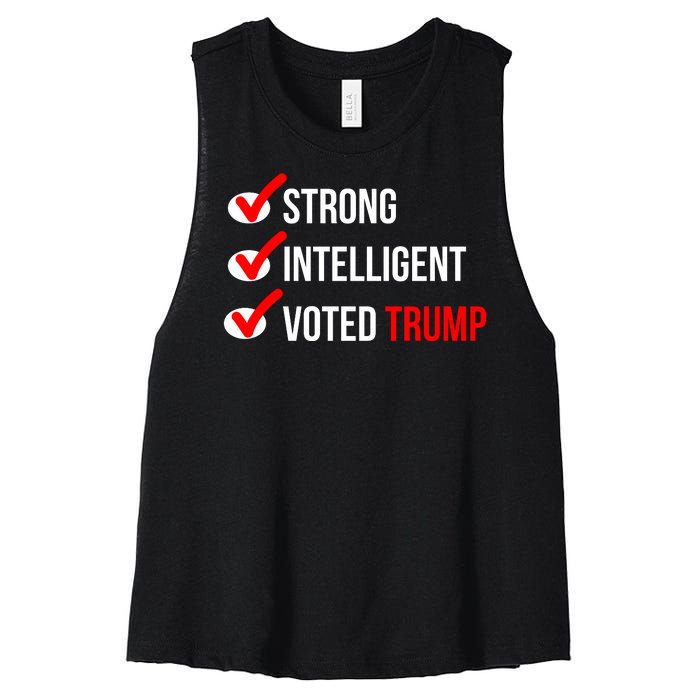 Strong Intelligent Women For Trump Girl Maga Checklist Voted Trump Women's Racerback Cropped Tank