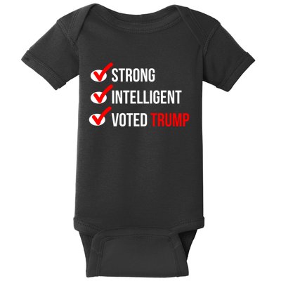 Strong Intelligent Women For Trump Girl Maga Checklist Voted Trump Baby Bodysuit