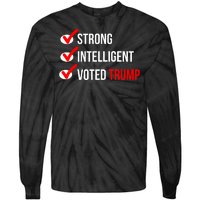 Strong Intelligent Women For Trump Girl Maga Checklist Voted Trump Tie-Dye Long Sleeve Shirt