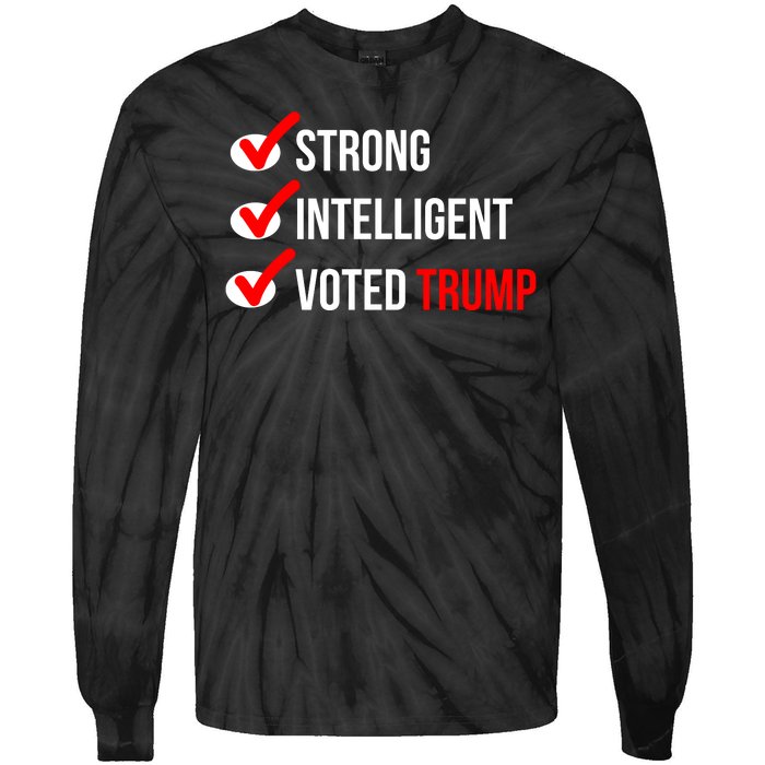 Strong Intelligent Women For Trump Girl Maga Checklist Voted Trump Tie-Dye Long Sleeve Shirt