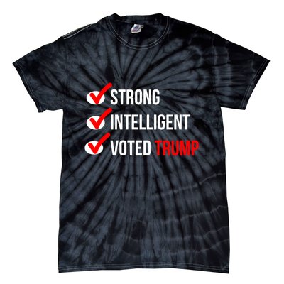 Strong Intelligent Women For Trump Girl Maga Checklist Voted Trump Tie-Dye T-Shirt