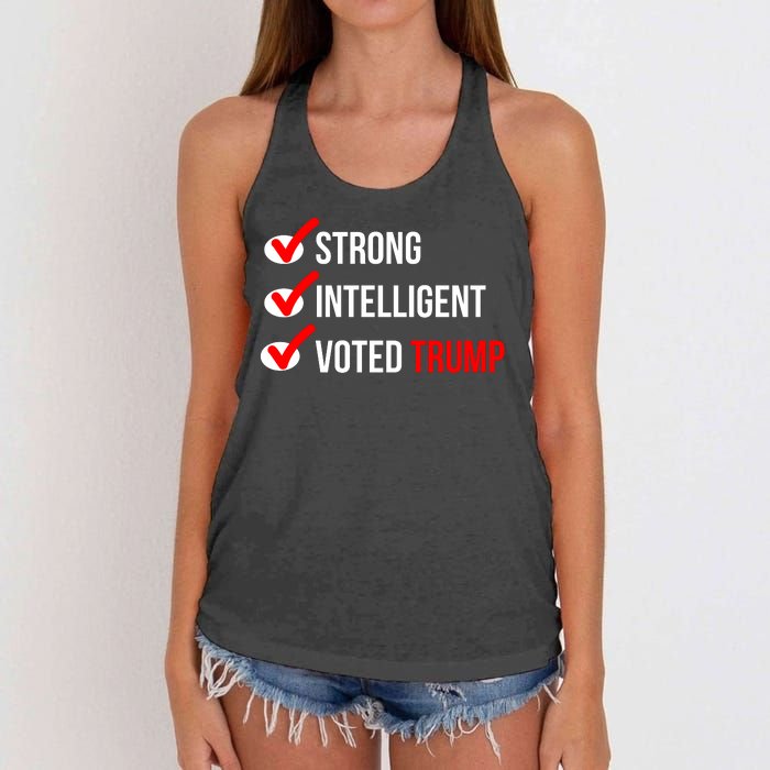 Strong Intelligent Women For Trump Girl Maga Checklist Voted Trump Women's Knotted Racerback Tank