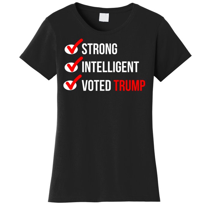 Strong Intelligent Women For Trump Girl Maga Checklist Voted Trump Women's T-Shirt